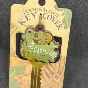 Capricorn Personalized Key Cover with Leaf Design